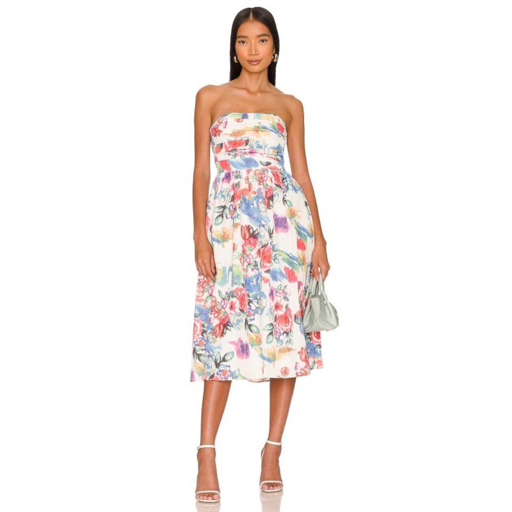 NWOT Amanda Uprichard x
Revolve Gaston Strapless Tiered Cocktail Dres size S
